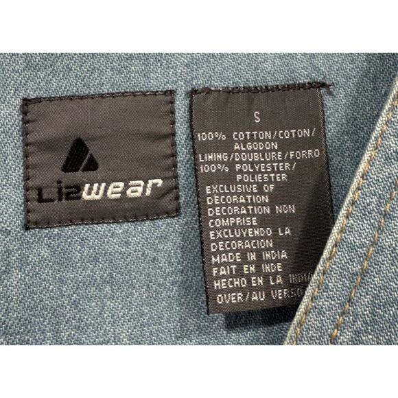 Vintage Liz Wear Embroidered Floral Denim Vest Women’s Size Small Western Boho - Picture 5 of 7